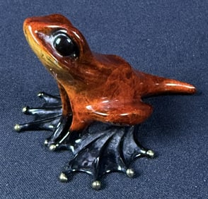 Tim Cotterill Frog Metal Sculpture Polly Wogg Numbered 2057/5000. Some tiny plant chips.