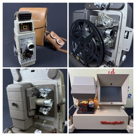 Vintage 8MM Camera Projector & Editor Grouping 2 Bell & Howell Projectors, Bell & Howell One Nine