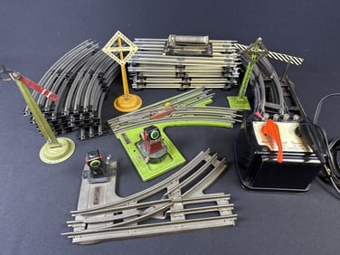 Lionel O Guage Track & Accessories Mixed Grouping Signs, switchers, control box. Untested. Two 40