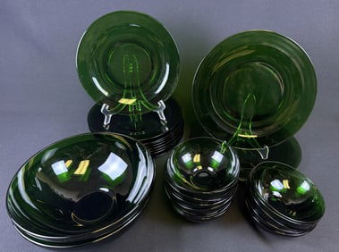 Anchor Hocking Emerald Green Plates & Bowls Plates, platters and bowls. Some utensil marks present.