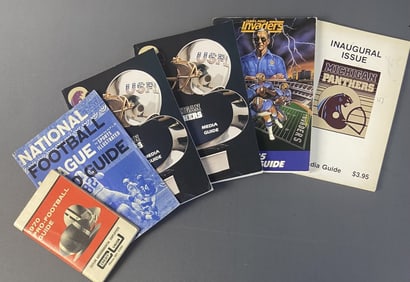 Vintage Football Guides Set of Six 1970 Pro Football Guide, Bational Football League 1960 Guide,
