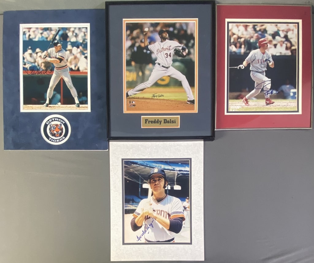 MLB Baseball Signed Photographs Set of Four Signed photographs of Aurelio Rodriguez, Lance Parrish, (1 of 2)