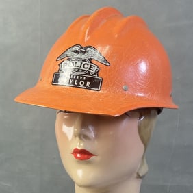 Vintage Taylor Michigan Police Safety Helmet Orange helmet marked Police
