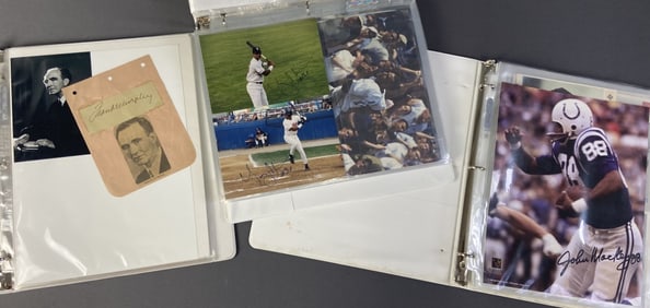 Three Binders of Autographs MLB NFL Three binders with baseball, football, and political autographs.