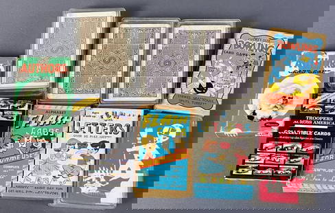 Vintage Card Games Set of Nine Nine decks of playing cards including Disney, Police Troopers, and: Nine decks of playing cards including Disney, Police Troopers, and others.
