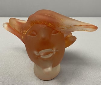Fellerman + Raabe Art Studio Glass Sculpture Multicolored hand blown glass face sculpture from