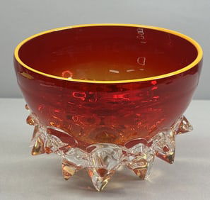 Andrew Madvin Cherry Red Thorn Vessel Measures 7.5" W x 7