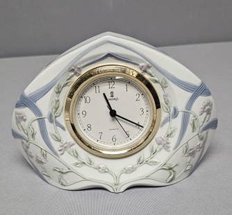 Lladro Porcelain Table Clock Running when cataloged No visible chips, cracks or repairs.: Running when cataloged No visible chips, cracks or repairs.