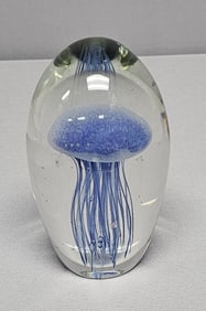 Dynasty Gallery Glass Blue Jellyfish Paperweight No visible chips or cracks