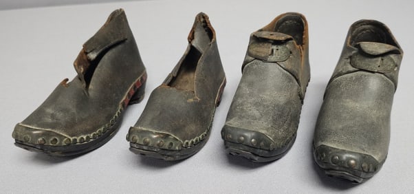 2 Pair of Antique Victorian Children's Shoes Condition Commensurate with age. Two straps unattached.