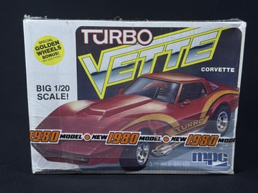 Vintage MPC Model Kit 1980 Turbo Vette Corvette 1-0755 Sealed. Some creasing/wrinkles on box. 10 x