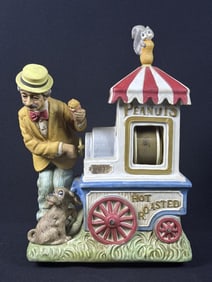 Vintage Porcelain Melody in Motion Peanut Vendor Made in Japan by Waco. Sound works. 12 x 8 x 4.25