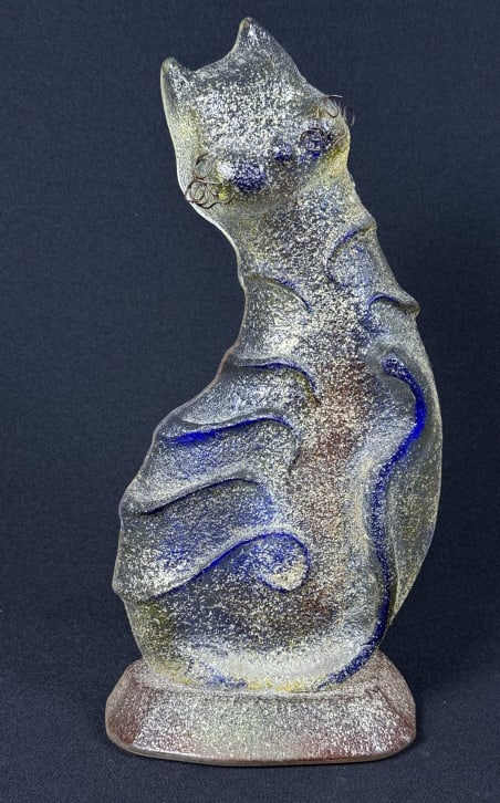 Cassandre Studio Quebec Art Glass Cat Sculpture 12 x 6 x 3.5 inches. Free from damage.: 12 x 6 x 3.5 inches. Free from damage.