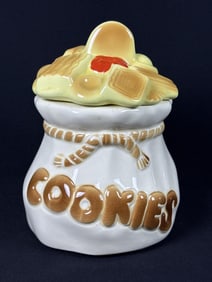 Vintage Ceramic Cookie Jar Overflowing Sack 9.5 inches tall. No chips, cracks or repairs.