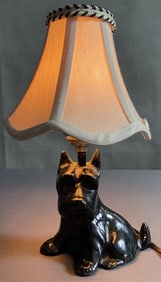 Vintage Cast Iron Scottish Terrier Dog Lamp Small table lamp shaped like a Scottie dog, made of cast