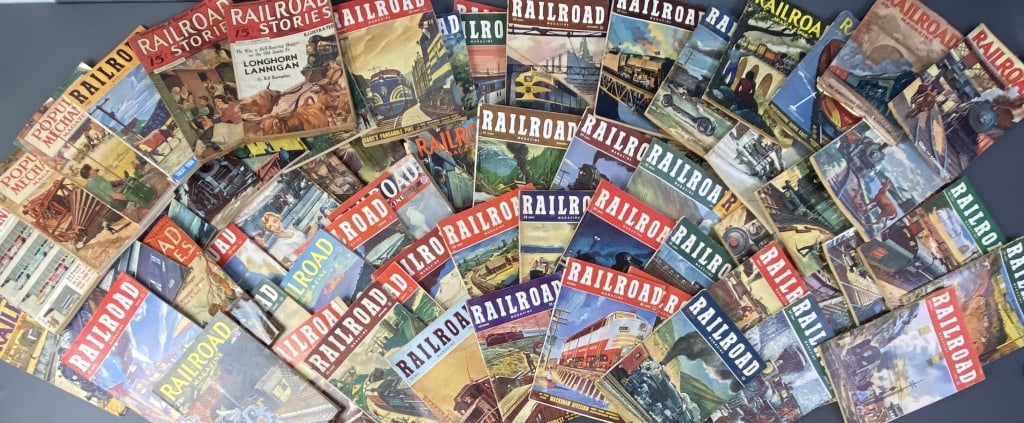 Vintage Mid Century Railroad Magazines Large lot includes Railroad Magazine, Railroad Stories, and (1 of 11)