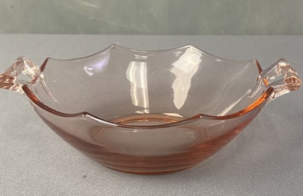 Depression Glass Pink Tidbit Bowl Pretty handled light pink glass
