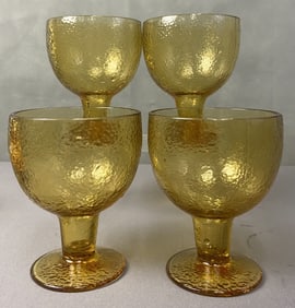 Vintage Amber Glass Beer Goblets Set of Four Large amber glass goblets, perfect for wine, water, and