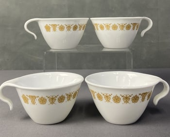 Vintage Corelle Butterfly Gold Teacups Vintage Corelle white teacups in the Butterfly Gold pattern