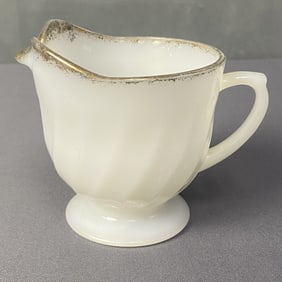 Fire King Milk Glass Swirl Pattern Creamer Vintage glass creamer in the White Swirl pattern in the