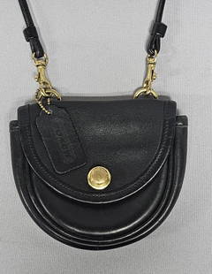 Vintage Coach Black Leather Mini Belt Bag  #9826 Strap measures 24" Great vintage condition.: Strap measures 24" Great vintage condition.Bag measures 5.5"x5"