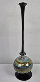 Multicolored Iridescent Art Glass 14" Vase Unmarked. No chips or cracks. Please see images for