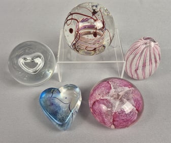 Vintage Art Glass Paperweights Only 2 are marked, signatures illegible. No chips or cracks. Please