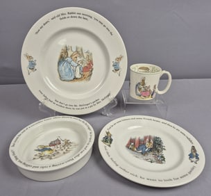 Wedgwood Peter Rabbit Children Dinnerware Set Includes 10 inch plate, 8 inch plate, 6 inch bowl and