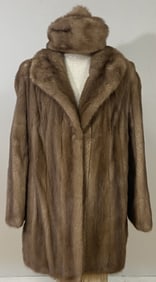 Vintage Mink Fur Coat and Hat Brown mink fur coat with matching hat. Hat is labeled Bettina