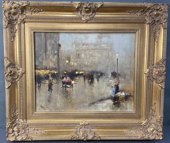 Vladimir Nasonov Oil Painting Evening Flowers Paris street scene by Vladimir Nasonov (1962-),