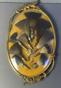 Antique Gamsbart Display Framed Collection of Gamsbarts from traditional German Alpine Tyrolean hats