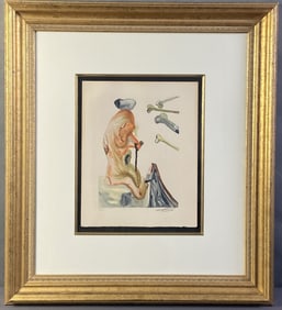 Salvador Dali Imposter Inferno 18 Engraving Signed Hand colored engraving of Imposter from the