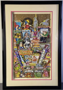 Disney on Broadway 3D Art Signed Fazzino Disney on Broadway by Charles Fazzino, signed by the artist: Disney on Broadway by Charles Fazzino, signed by the artist and numbered 85/100. Includes COA. Artwork with frame is 24 3/4 X 36 1/2 inches in size.