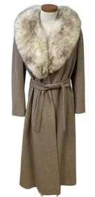 Vintage Cashmere Coat with Fur Collar Cashmere coat with white fox fur collar. Label reads Regency