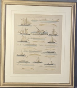 Antique Book Plate Ships of Azof, Flor, & Don Book plate depicting Ships of the Sea of Azof and the