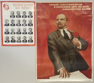 Vintage 80s Soviet Propaganda Posters Set of 2 Politburo of the CPSU General Committee poster, 15