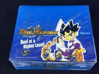 Duel Masters Booster Packs DM-01 Sealed Box Sealed box of 10 card booster packs. 3 small breaks in