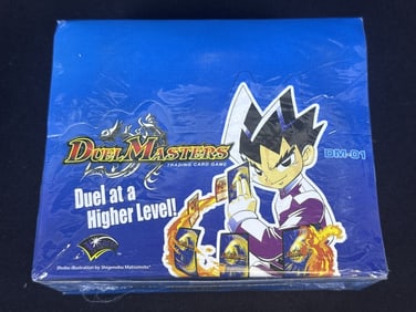 Duel Masters Booster Packs DM-01 Sealed Box Sealed box of 10 card booster packs. Small break in