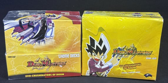 Duel Masters Sealed DM-02 Booster & Theme Decks Evo-Crushinators of Doom. Booster box has a break in