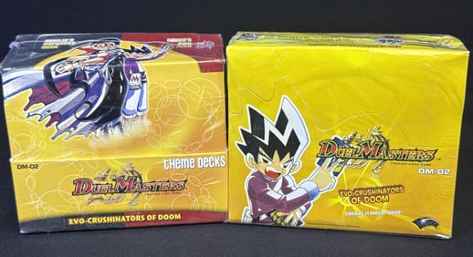 Duel Masters Sealed DM-02 Booster & Theme Decks Evo-Crushinators of Doom. Each box has a break in