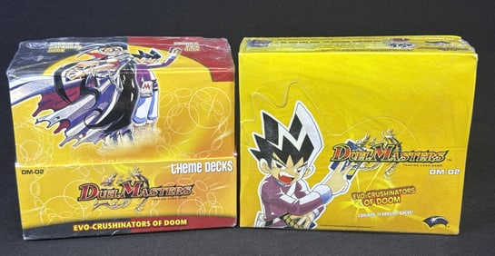 Duel Masters Sealed DM-02 Booster & Theme Decks Evo-Crushinators of Doom. Each box has a break in