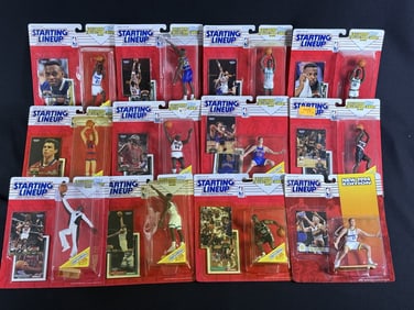 1993 Topps Starting Lineup Basketball Collection 12 unopened figures. Some warping on card backs.