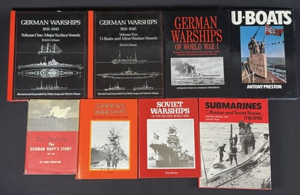 Vintage German & Soviet Naval Books WWI WWII 8 Books with dust jackets. No smoke damage. Some signs