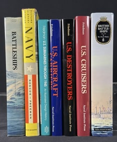 Vintage Naval & Warships Books US British WWII 7 Books with dust jackets. No smoke damage. Some