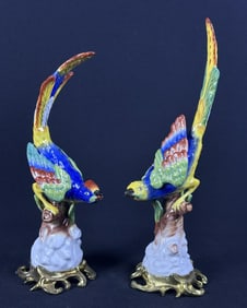 Porcelain Birds of Paradise Statues Chelsea House Measures 12 x 4.5 inches. No chips or cracks.