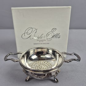 Barker Ellis Sterling Silver Tea Strainer & Box TGW 92