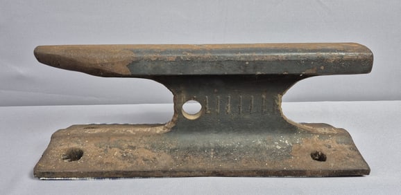 Antique Heavy Metal Railroad Track Anvil 18 inches long. Rusty. Please see images for details