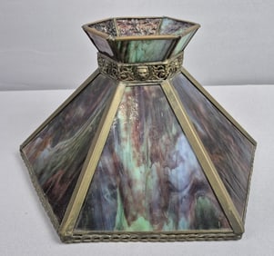 Vintage Slag Glass 6 Panel Lamp Shade 13 x 7 inches tall. No cracks or chips. Please see images for