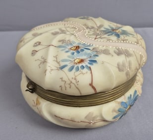 Vintage Hand Painted Wave Crest Ware Dresser Box Appears to have been broken/cracked and repaired in