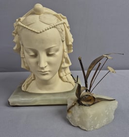 Vintage Decorative Pieces on Stone Bases Chips on women’s head. Please see images for details